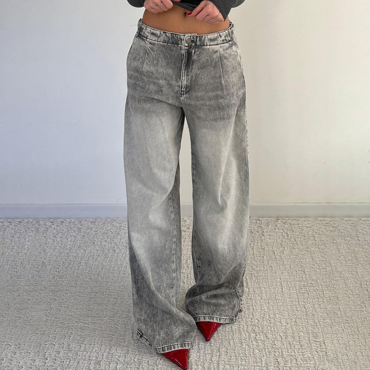 Damern stort skuren denimjeans med trendig used-look Mirla-Eva Jonsson
