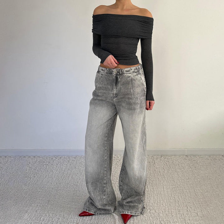 Damern stort skuren denimjeans med trendig used-look Mirla-Eva Jonsson