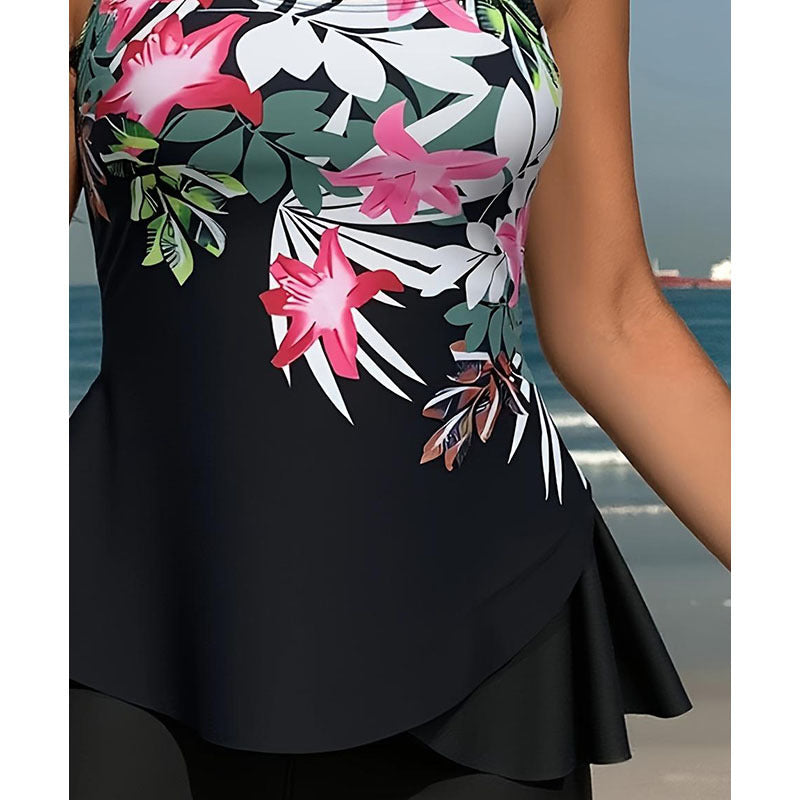 Damern tankini-set med flödande topp och korta shorts Mirla-Eva Jonsson