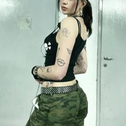 Damern tanktop med fräcka dödskalle-design och smala axelband Mirla-Eva Jonsson