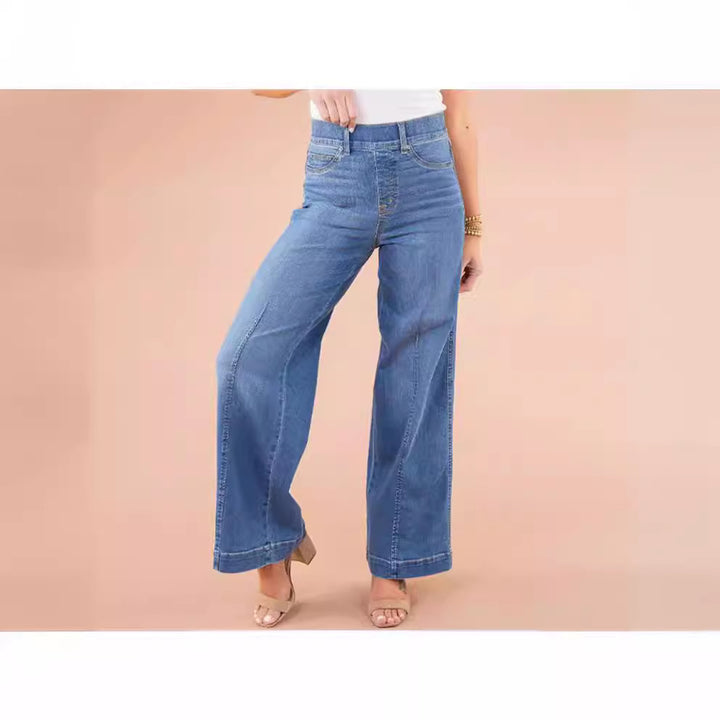 Damern vida High-Waist Jeans med eleganta skärningsdetaljer och markanta sömdetaljer Mirla-Eva Jonsson