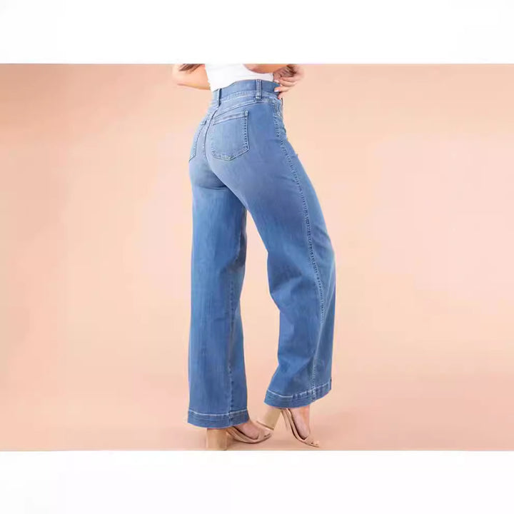 Damern vida High-Waist Jeans med eleganta skärningsdetaljer och markanta sömdetaljer Mirla-Eva Jonsson