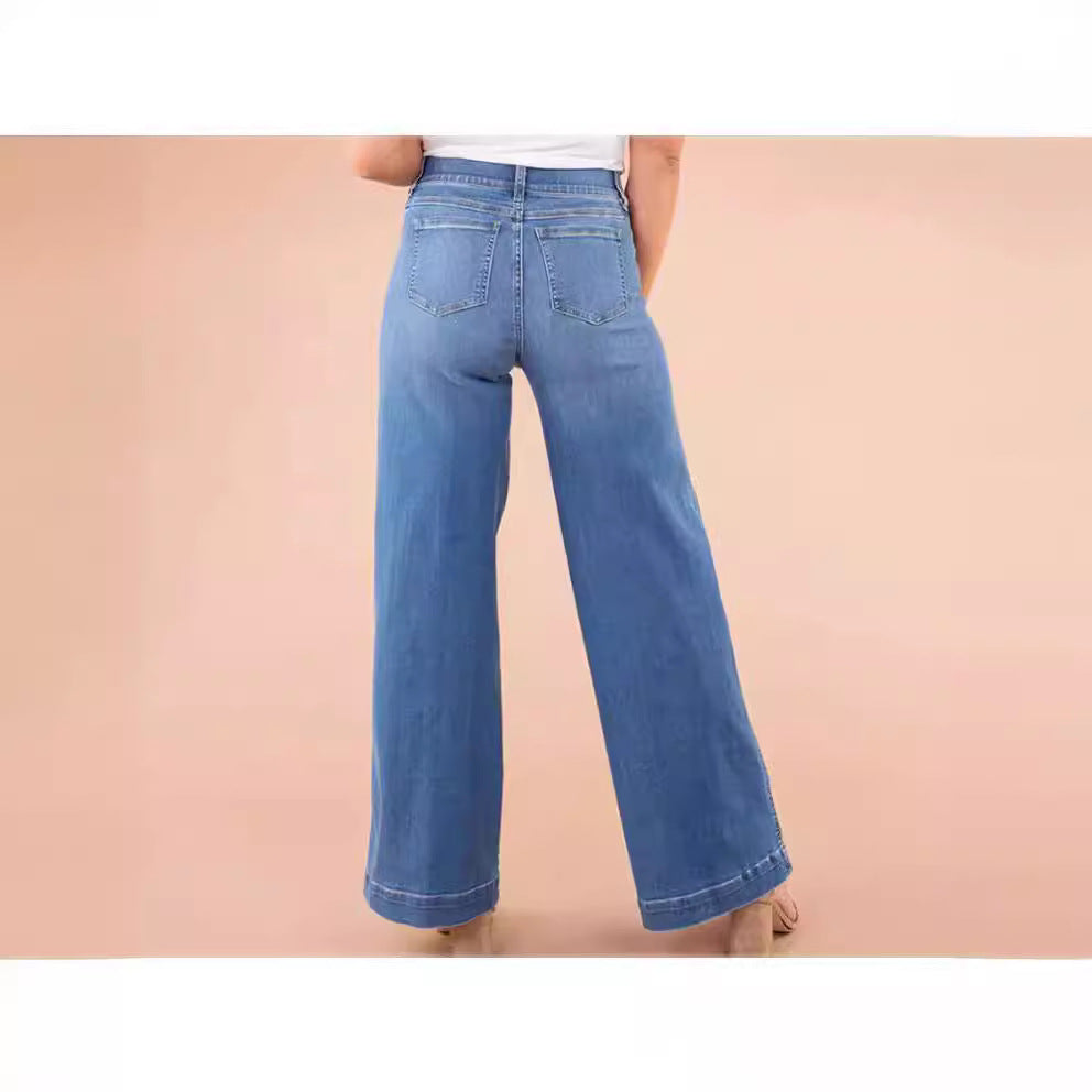 Damern vida High-Waist Jeans med eleganta skärningsdetaljer och markanta sömdetaljer Mirla-Eva Jonsson