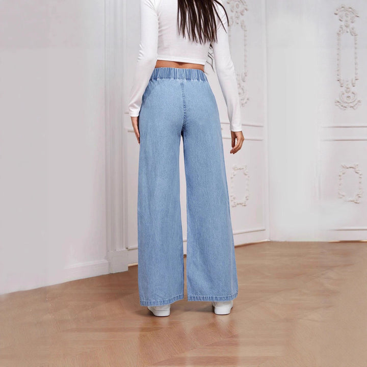 Damern vida hög midja jeans med elastisk midja och elegant skärning Mirla-Eva Jonsson