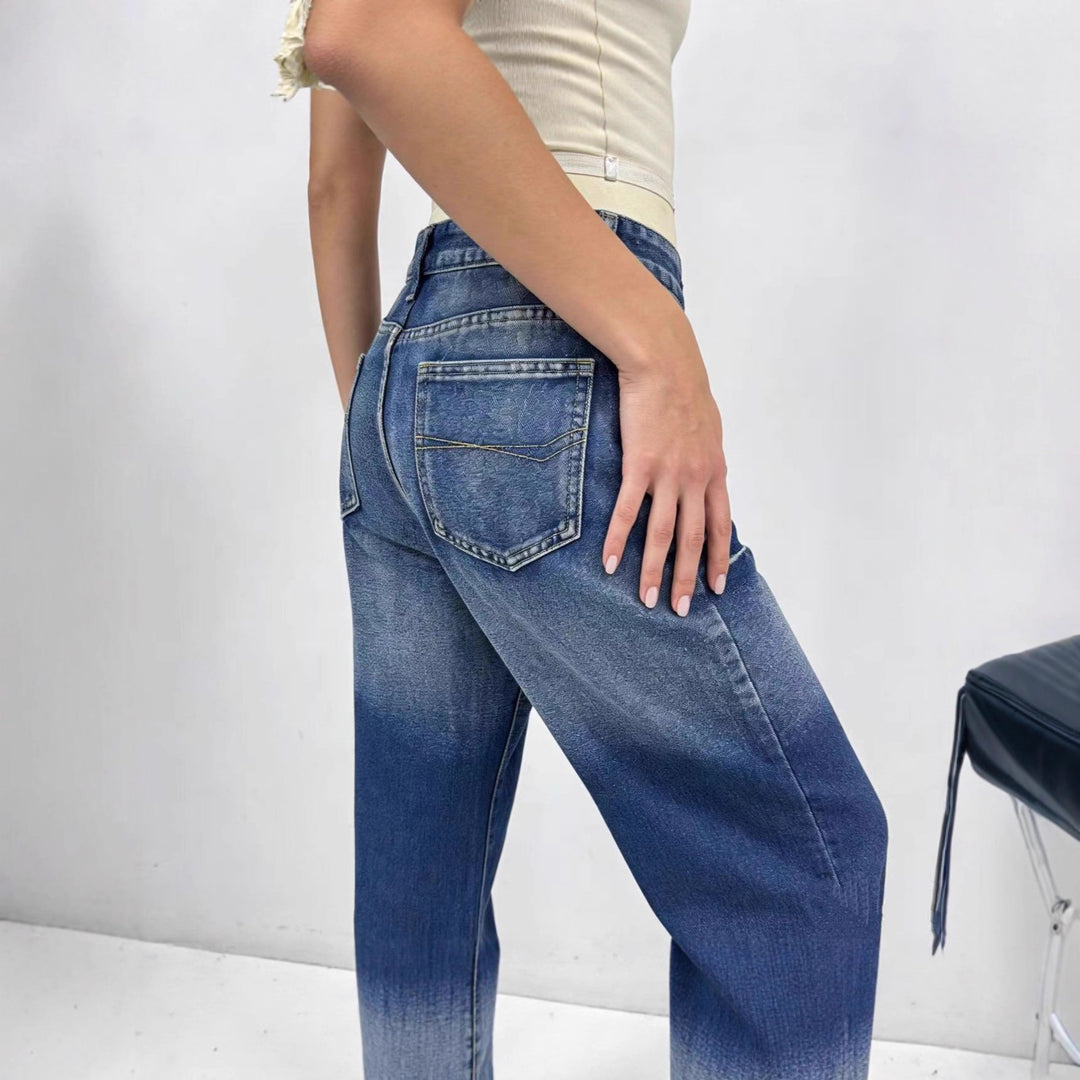 Damern vida högskurna jeans med särskild tvätteffekt Mirla-Eva Jonsson