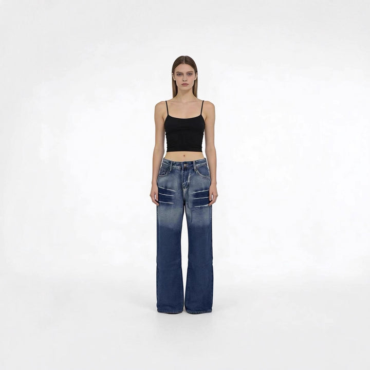 Damern vida högskurna jeans med särskild tvätteffekt Mirla-Eva Jonsson