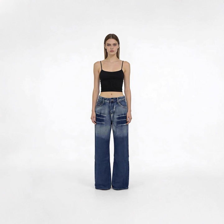 Damern vida högskurna jeans med särskild tvätteffekt Mirla-Eva Jonsson