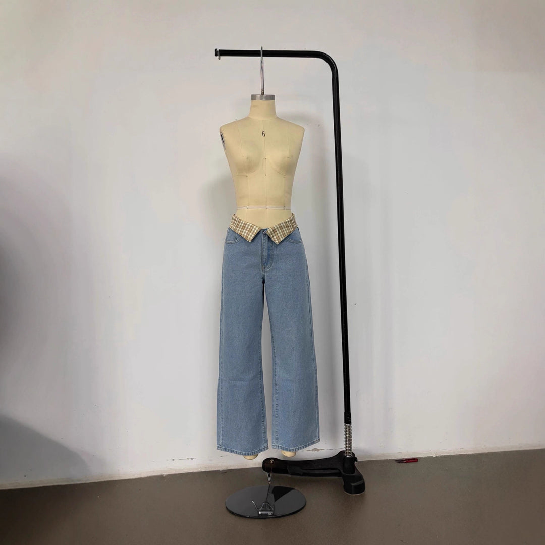 Damern vida jeans med rutigt midjeband Mirla-Eva Jonsson