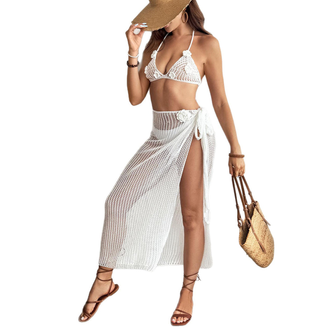 Damern virkat bikini-set med genomskinlig maxikjol Mirla-Eva Jonsson