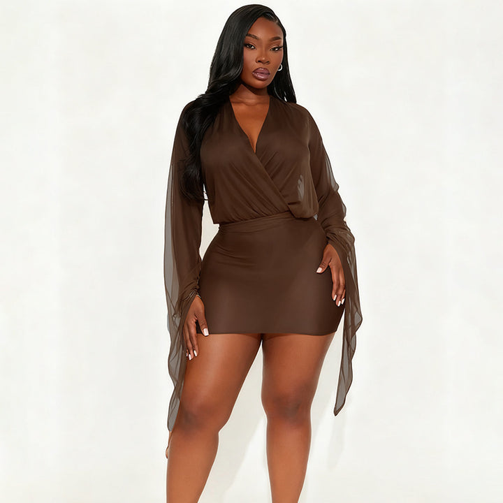 Damern wrap dress med transparenta ärmar Mirla-Eva Jonsson