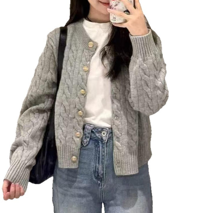 Damerna Cozy Cardigan med Kabelstickad Mönster Mirla-Eva Jonsson