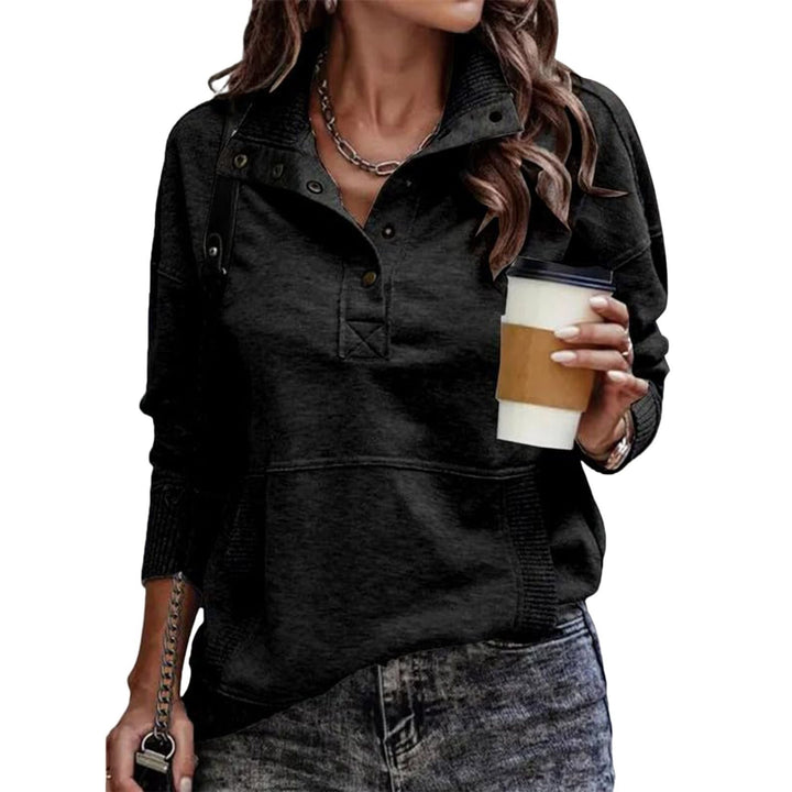Damerna avslappnad tröja med krage och knapplista Mirla-Eva Jonsson