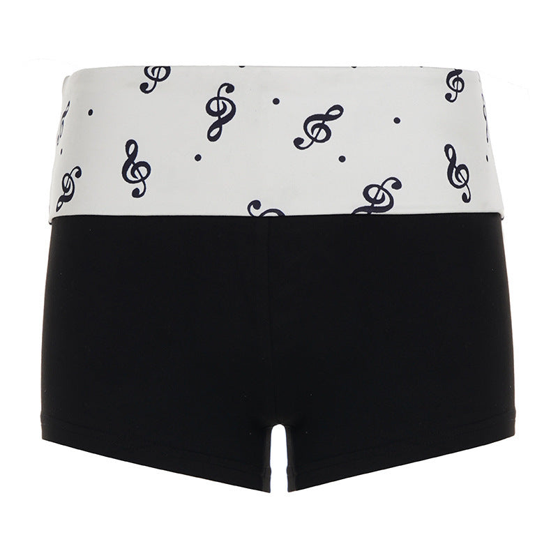 Damerna badshorts med lekfullt notmönster och bekväm midja Mirla-Eva Jonsson