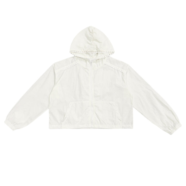 Damerna fashionabla cropped jacka med justerbar huva krage Mirla-Eva Jonsson