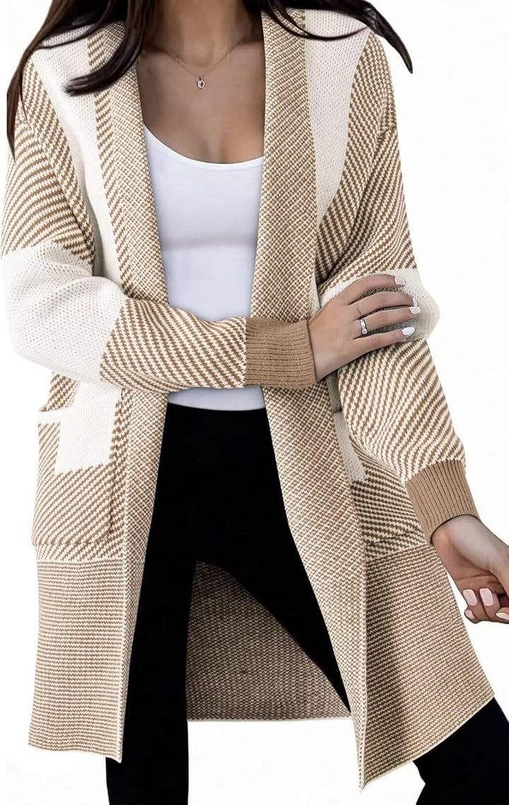 Damerna mode stickad cardigan med stiliga mönster Mirla-Eva Jonsson