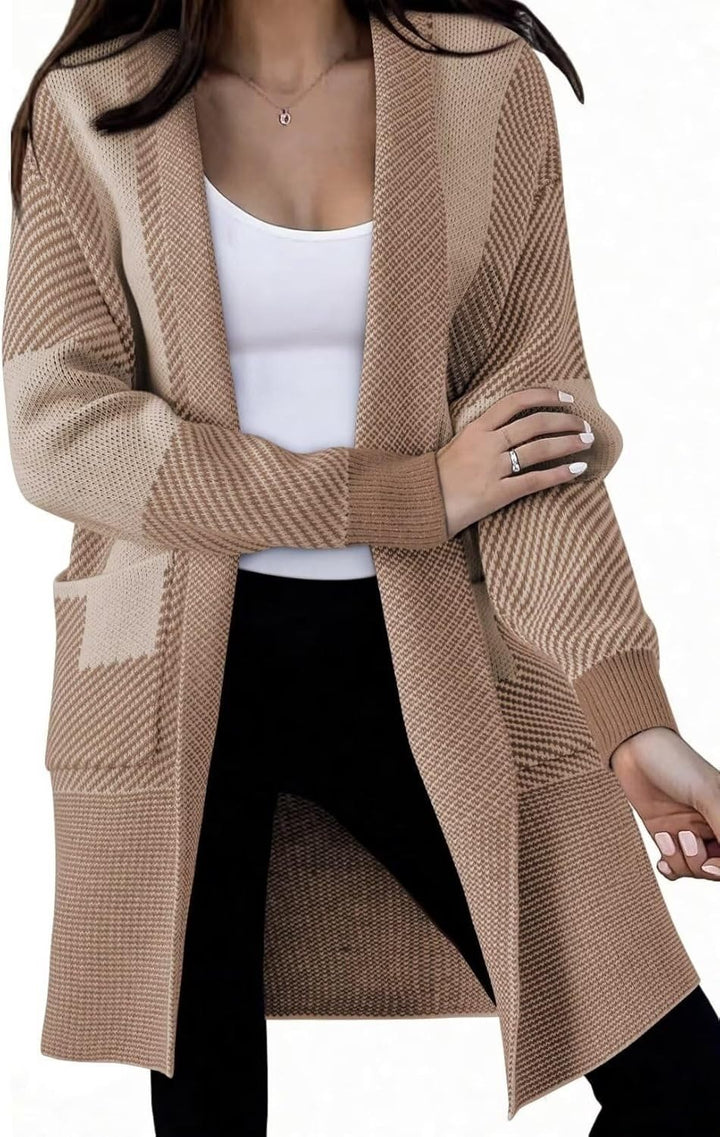 Damerna mode stickad cardigan med stiliga mönster Mirla-Eva Jonsson