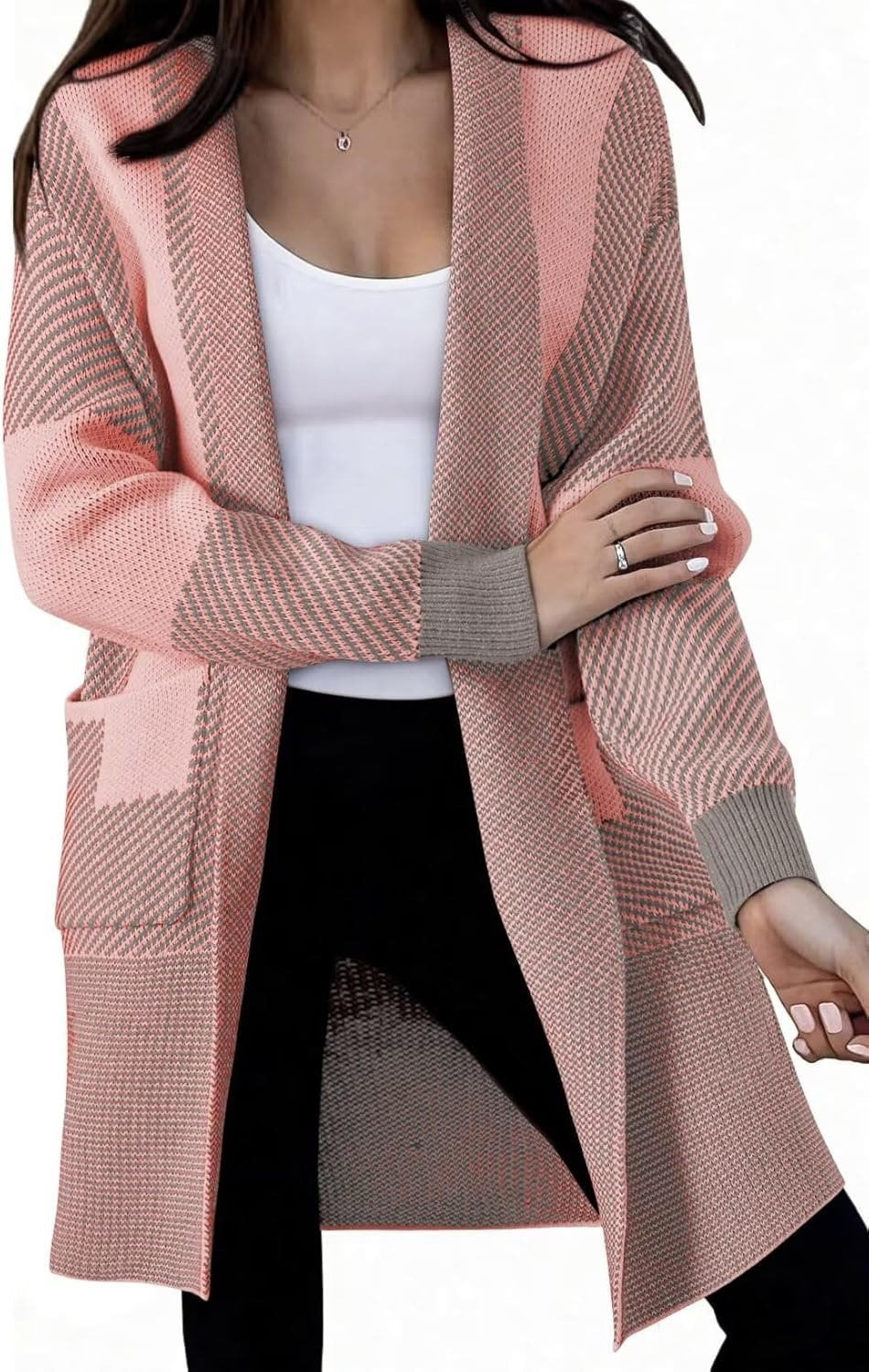 Damerna mode stickad cardigan med stiliga mönster Mirla-Eva Jonsson