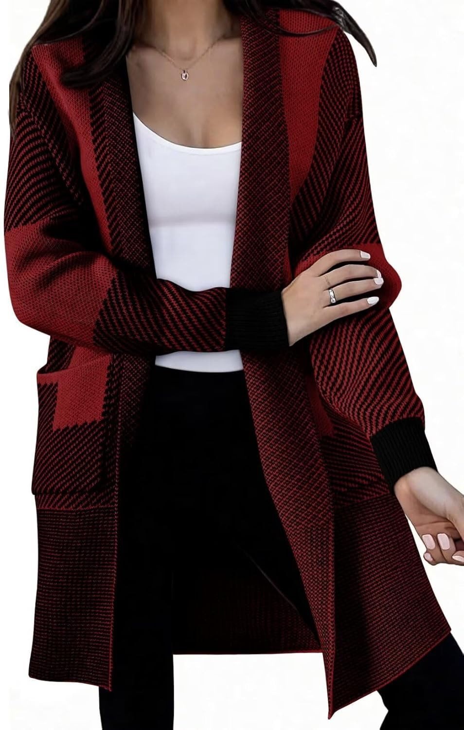 Damerna mode stickad cardigan med stiliga mönster Mirla-Eva Jonsson