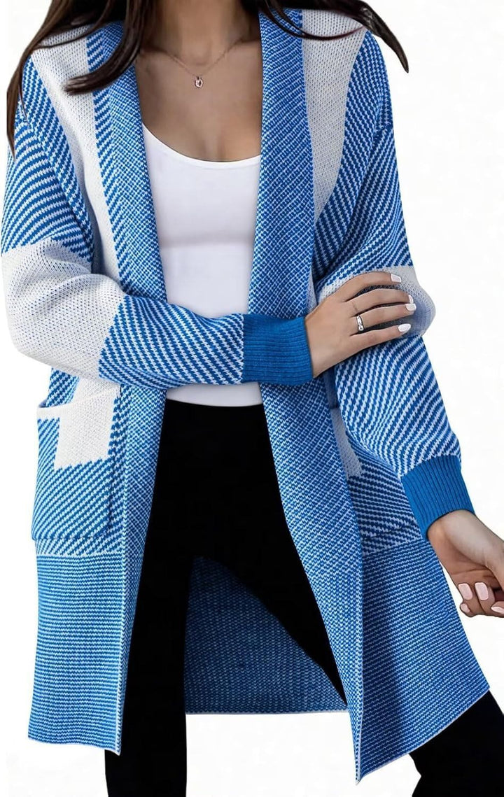 Damerna mode stickad cardigan med stiliga mönster Mirla-Eva Jonsson