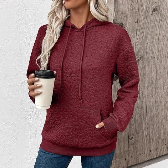 Damerna mode sweatshirt med texturerat blommönster Mirla-Eva Jonsson