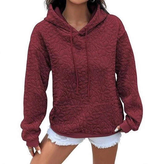 Damerna mode sweatshirt med texturerat blommönster Mirla-Eva Jonsson
