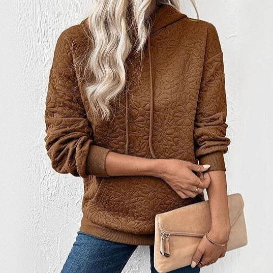 Damerna mode sweatshirt med texturerat blommönster Mirla-Eva Jonsson