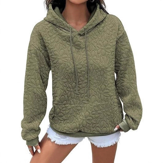 Damerna mode sweatshirt med texturerat blommönster Mirla-Eva Jonsson