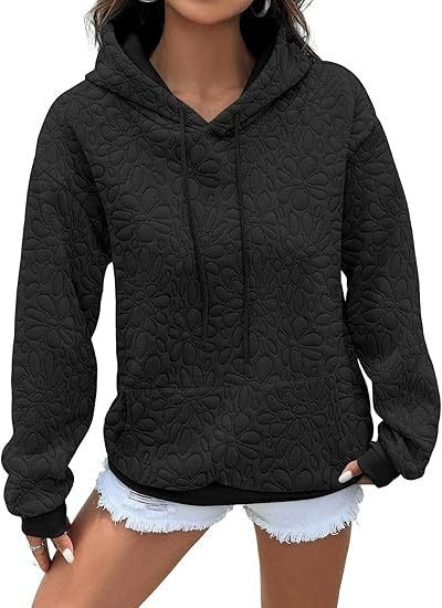 Damerna mode sweatshirt med texturerat blommönster Mirla-Eva Jonsson