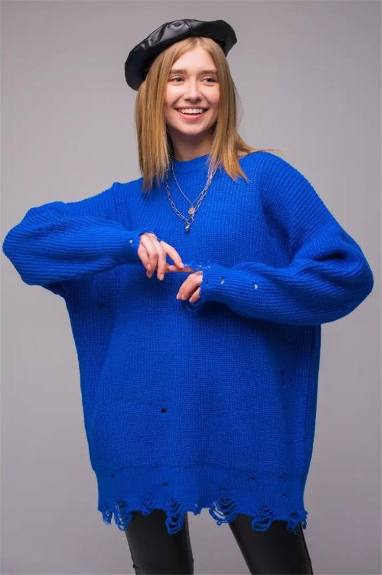 Damerna moderiktiga oversized tröja med avslappnat strukturmönster Mirla-Eva Jonsson