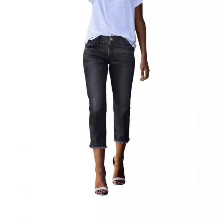Damernas 3/4 jeans med modernt fransavslut Mirla-Eva Jonsson