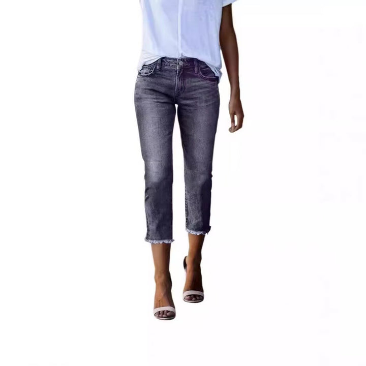 Damernas 3/4 jeans med modernt fransavslut Mirla-Eva Jonsson