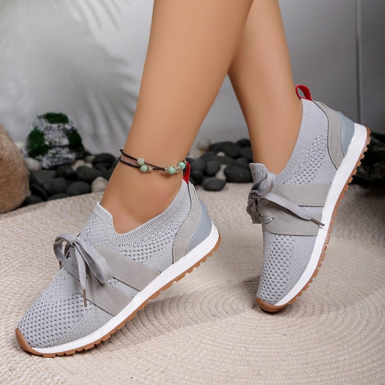 Damernas Andningsaktiva Sport Sneakers med Flexibel Gummisnodd och Rutsksäker Sula Mirla-Eva Jonsson