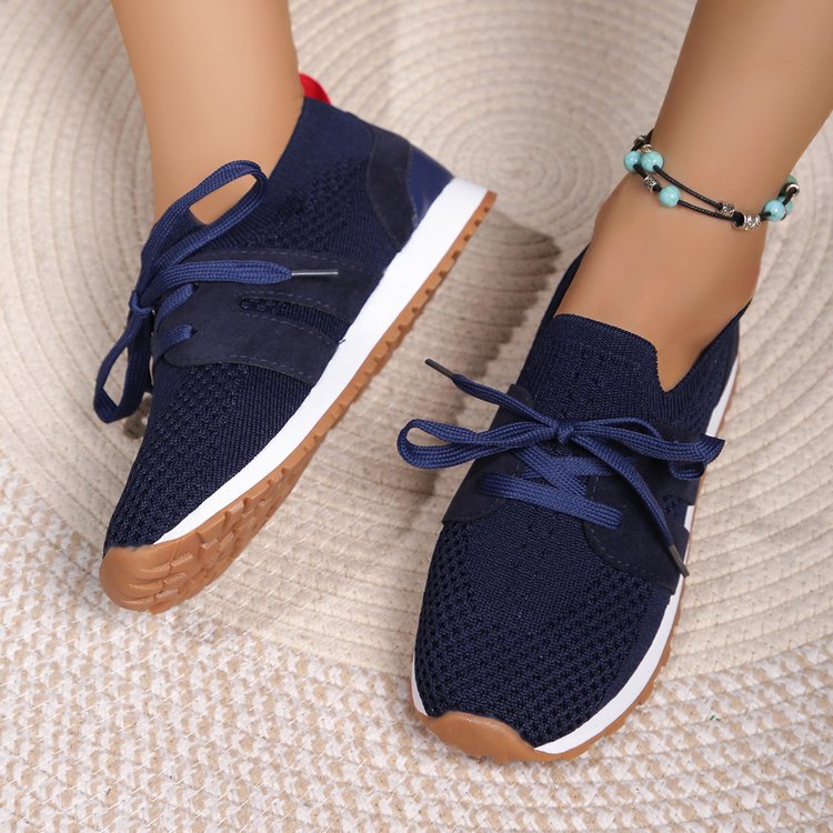 Damernas Andningsaktiva Sport Sneakers med Flexibel Gummisnodd och Rutsksäker Sula Mirla-Eva Jonsson