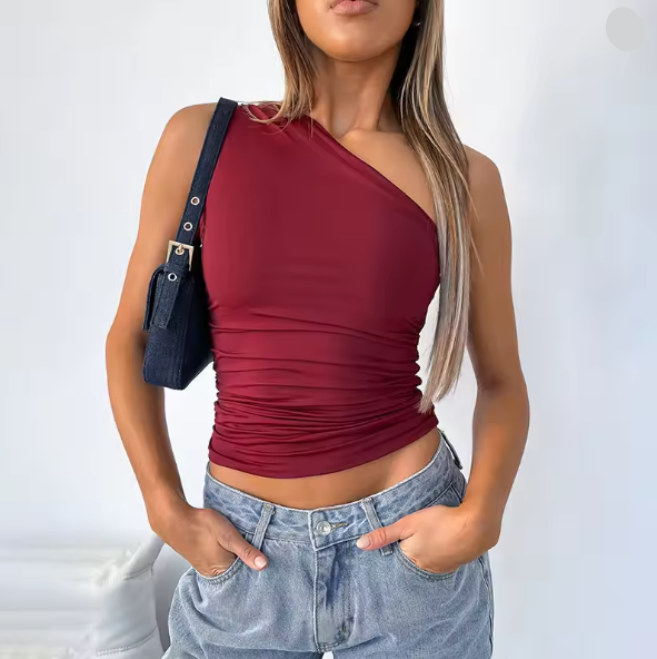 Damernas Asymmetrisk Crop-Top med Figurvänlig Design Mirla-Eva Jonsson