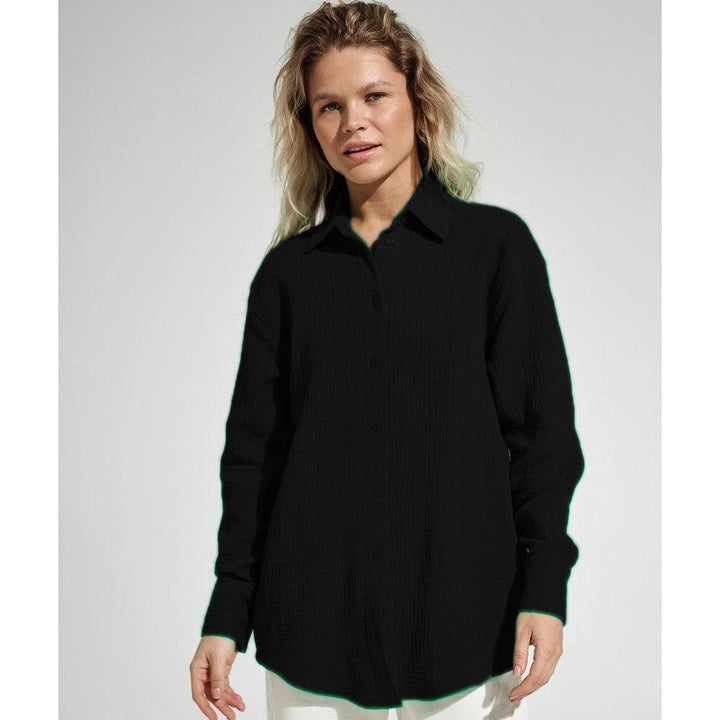Damernas Avslappnad Blus i Lätt Rutig Design med Lång Ärme Mirla-Eva Jonsson