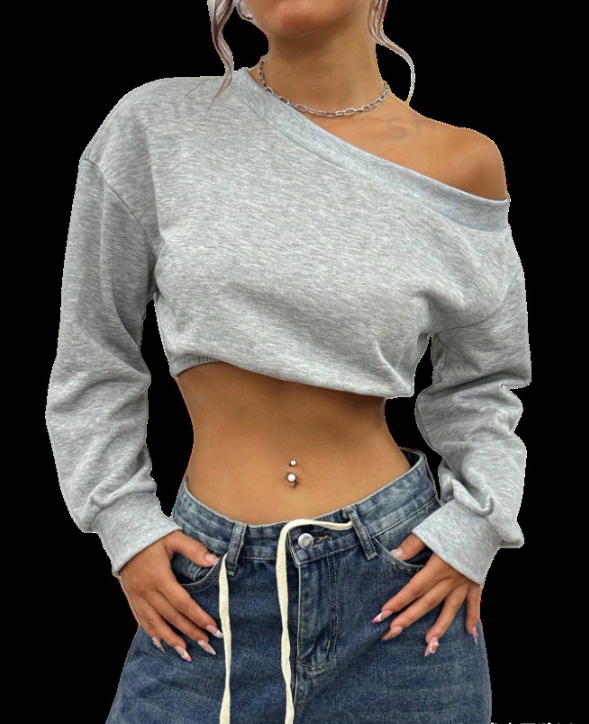 Damernas Avslappnad Crop Top med Asymmetrisk Urrigning Mirla-Eva Jonsson