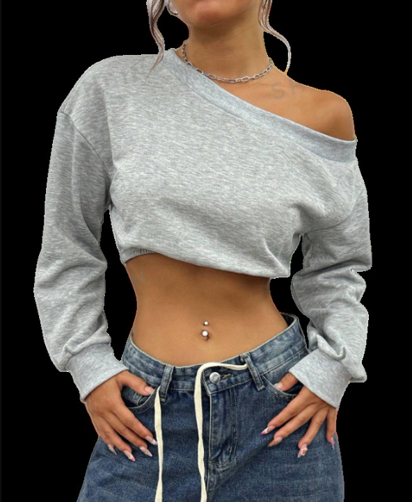 Damernas Avslappnad Crop Top med Asymmetrisk Urrigning Mirla-Eva Jonsson