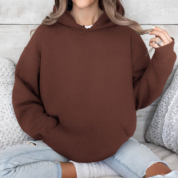 Damernas Avslappnad Hoodie med Känguruficka och Bekväm Snitt Mirla-Eva Jonsson