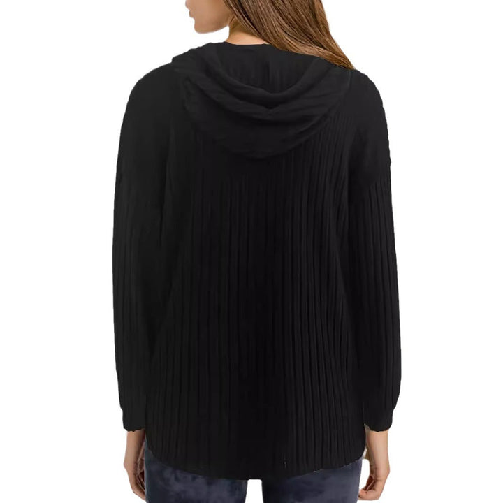 Damernas Avslappnad Hoodie med Stilfull Ribbstruktur och Överskjutna Ärmar Mirla-Eva Jonsson