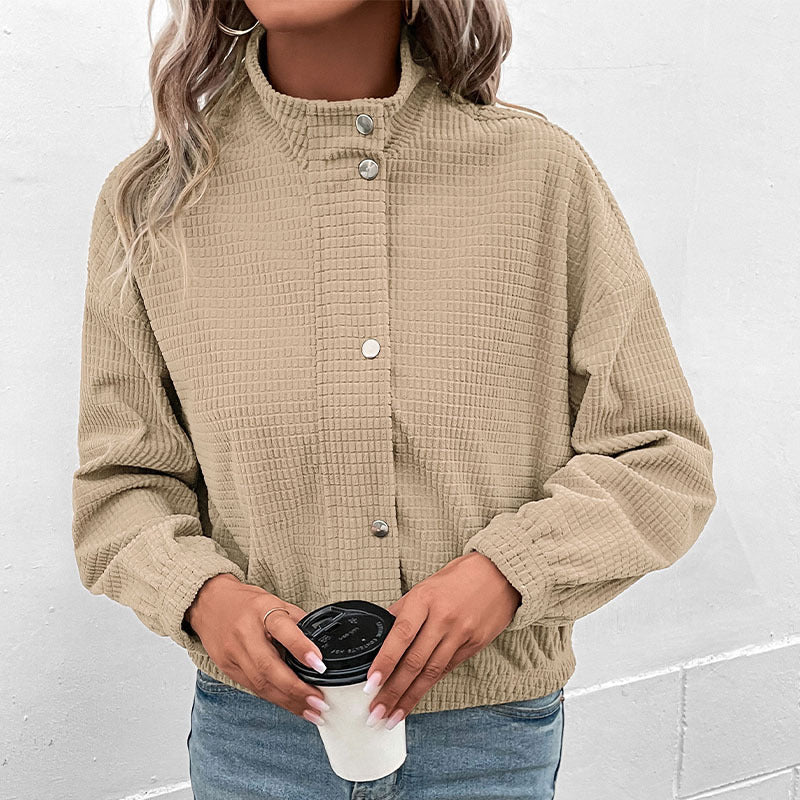 Damernas Avslappnad Huva Jacket i Strukturerat Material med Dragkedja Mirla-Eva Jonsson