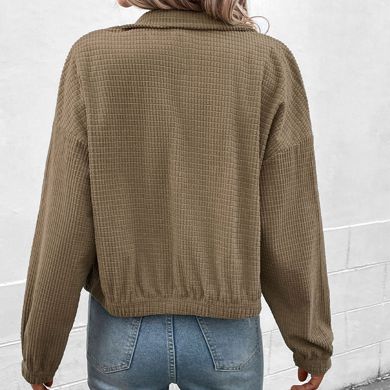 Damernas Avslappnad Huva Jacket i Strukturerat Material med Dragkedja Mirla-Eva Jonsson
