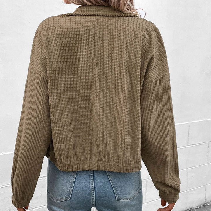Damernas Avslappnad Huva Jacket i Strukturerat Material med Dragkedja Mirla-Eva Jonsson