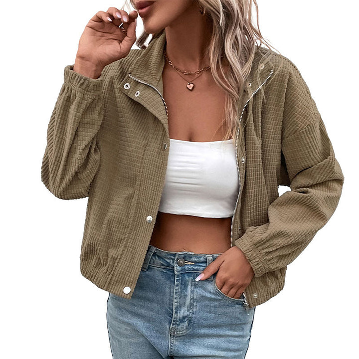 Damernas Avslappnad Huva Jacket i Strukturerat Material med Dragkedja Mirla-Eva Jonsson