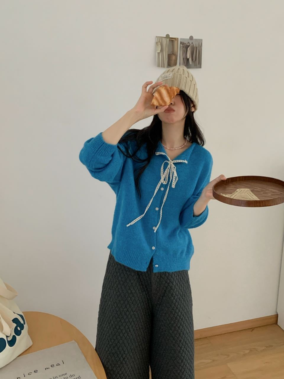 Damernas Avslappnade Stickad Cardigan med Dragsnöre och Fin Struktur Eva Jonsson-Eva Jonsson