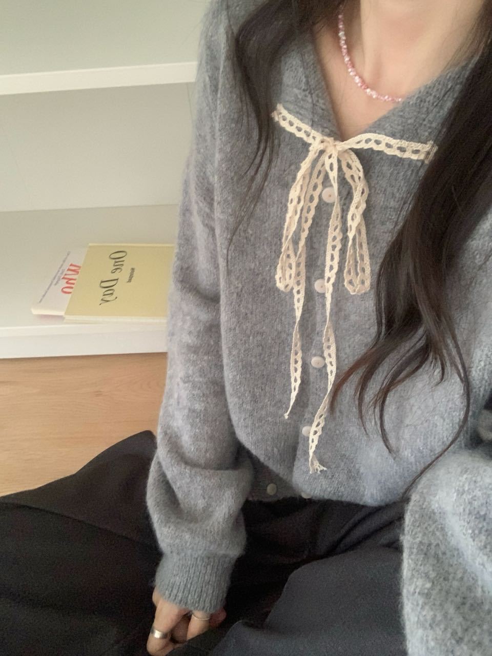 Damernas Avslappnade Stickad Cardigan med Dragsnöre och Fin Struktur Eva Jonsson-Eva Jonsson