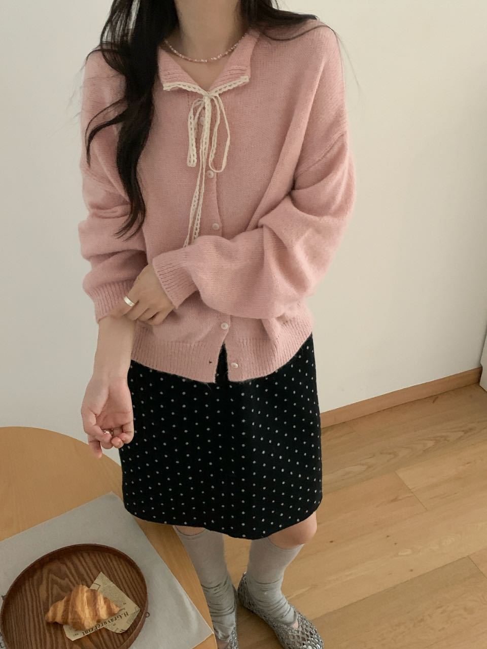Damernas Avslappnade Stickad Cardigan med Dragsnöre och Fin Struktur Eva Jonsson-Eva Jonsson