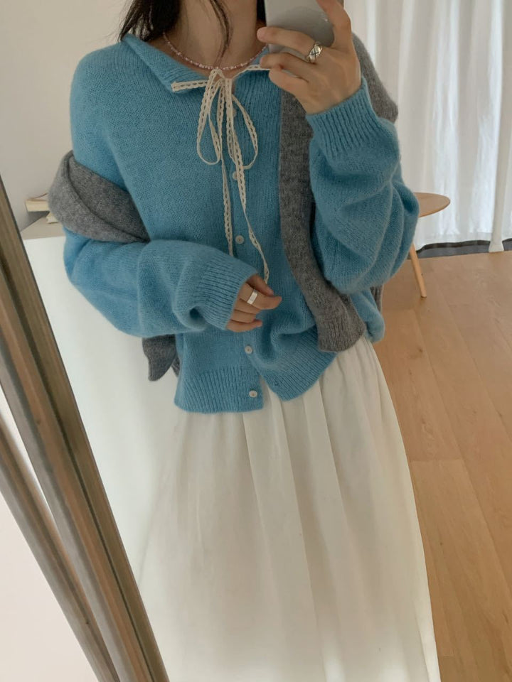 Damernas Avslappnade Stickad Cardigan med Dragsnöre och Fin Struktur Eva Jonsson-Eva Jonsson