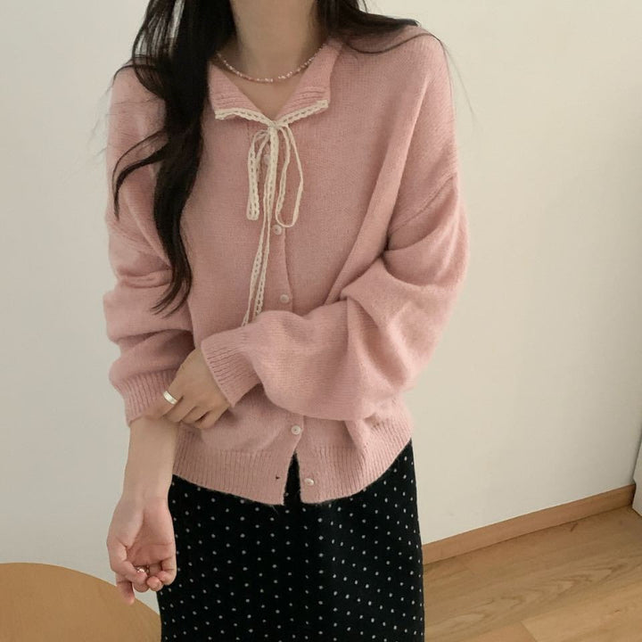 Damernas Avslappnade Stickad Cardigan med Dragsnöre och Fin Struktur Eva Jonsson-Eva Jonsson
