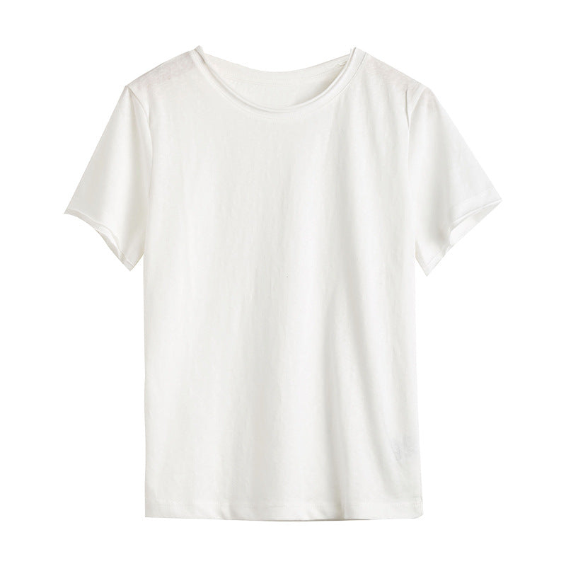 Damernas Bas T-Shirt i Mjuk Bomull med Rund Krage Mirla-Eva Jonsson
