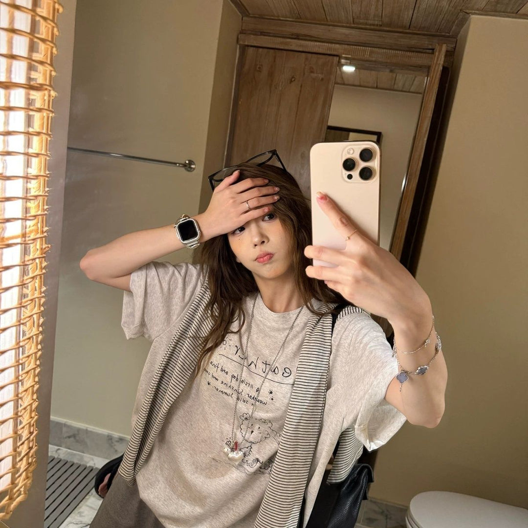 Damernas Basic Kortärmad T-shirt Lätt Grå-Eva Jonsson